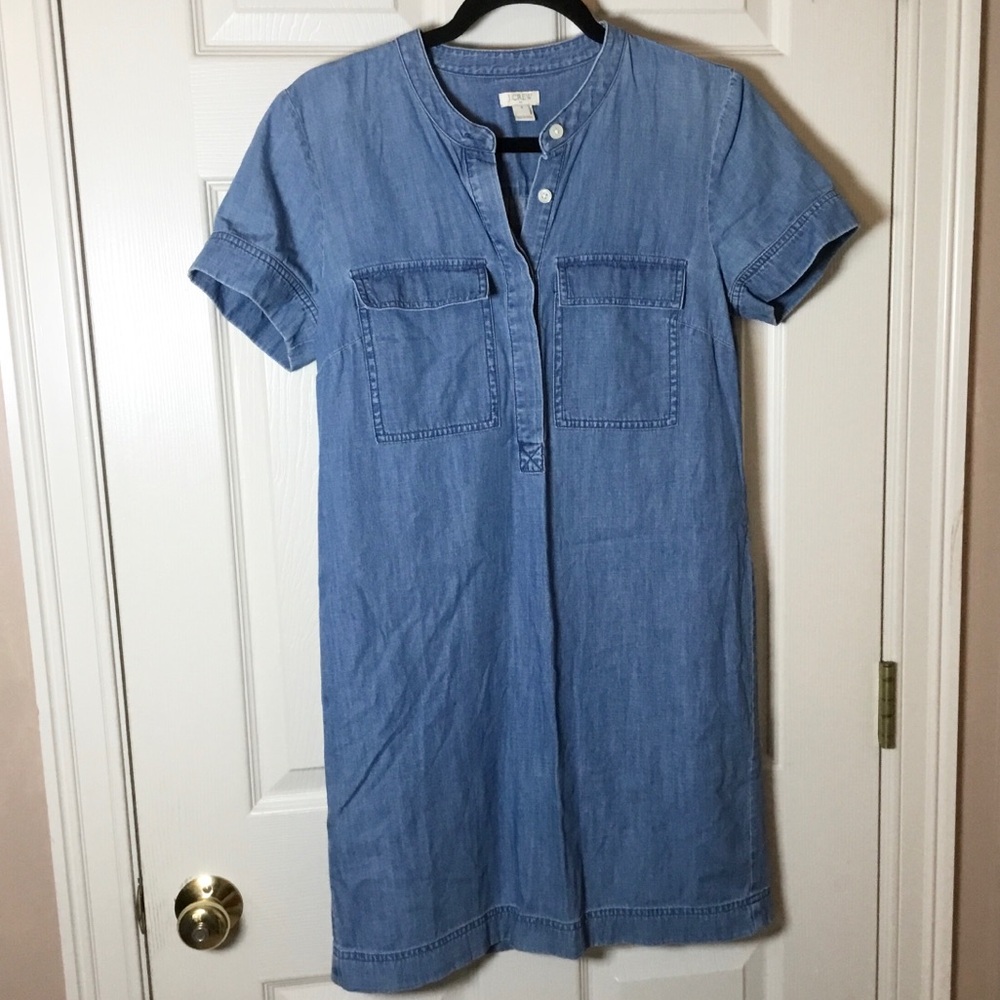 J. Crew Blue Chambray Short Sleeve Mini Dress - Size 4